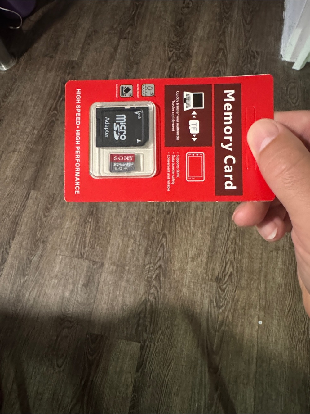 Sony red Memory Card with microSD Adapter